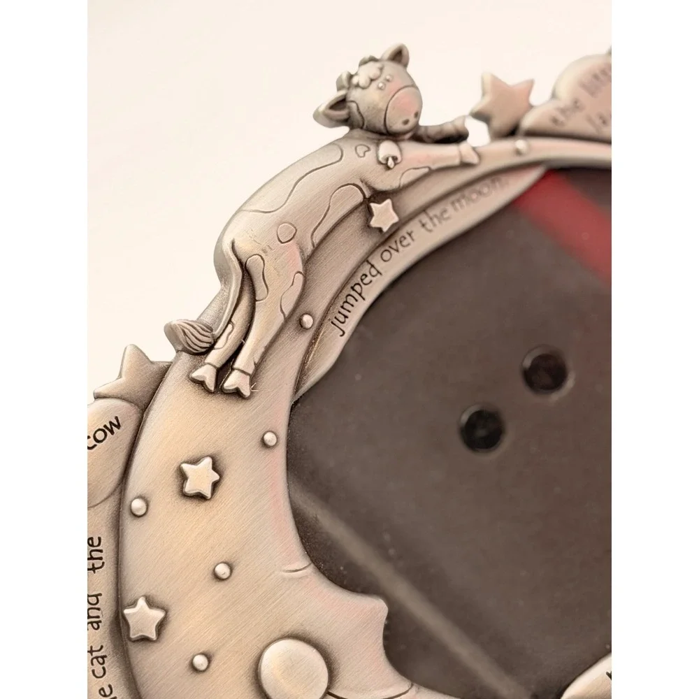 Malden Hey Diddle Diddle Pewter Tone Nursery Rhyme Baby Photo Frame Cow Moon